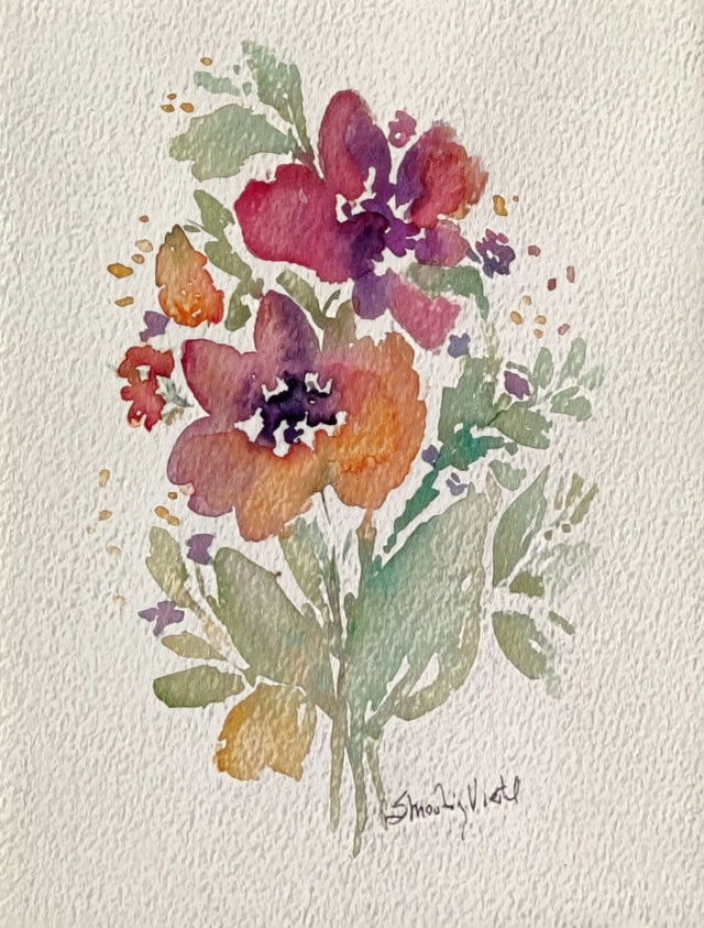 Flores colores tierra | Cuadro Acuarela floral