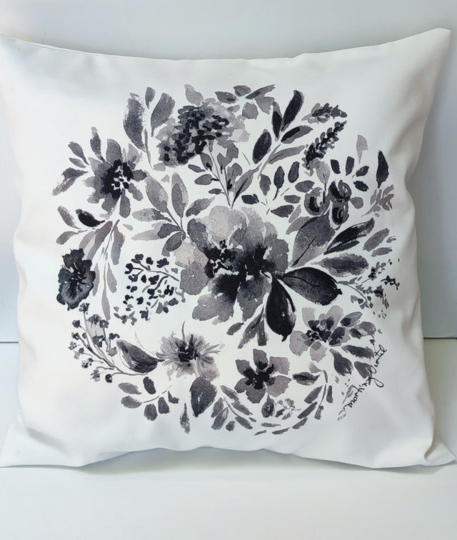 Flores Grises | Funda cojín