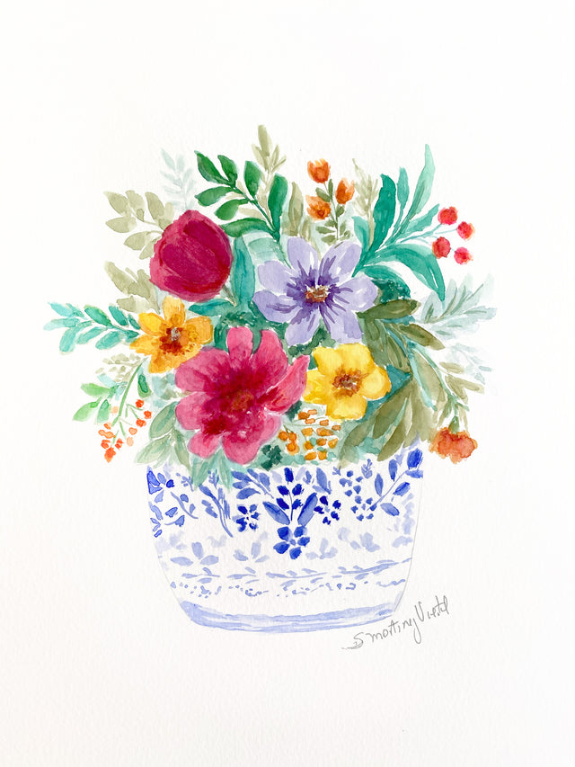 Florero azul | Cuadro Acuarela